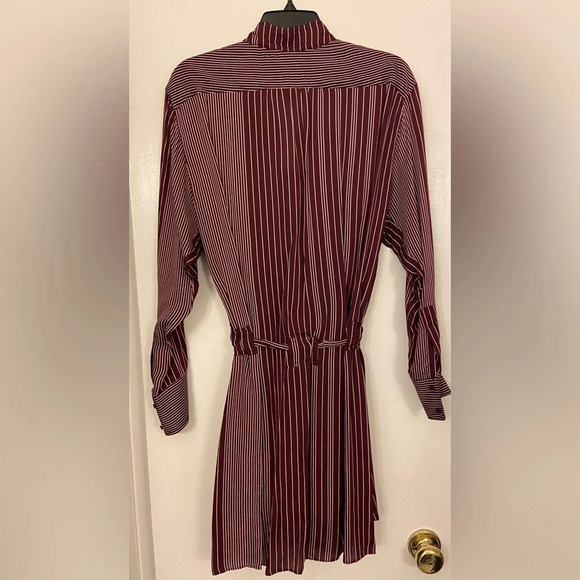NWT Reiss Albi Striped Mini Shirtdress Berry & Ivory Size 6 - Picture 6 of 10